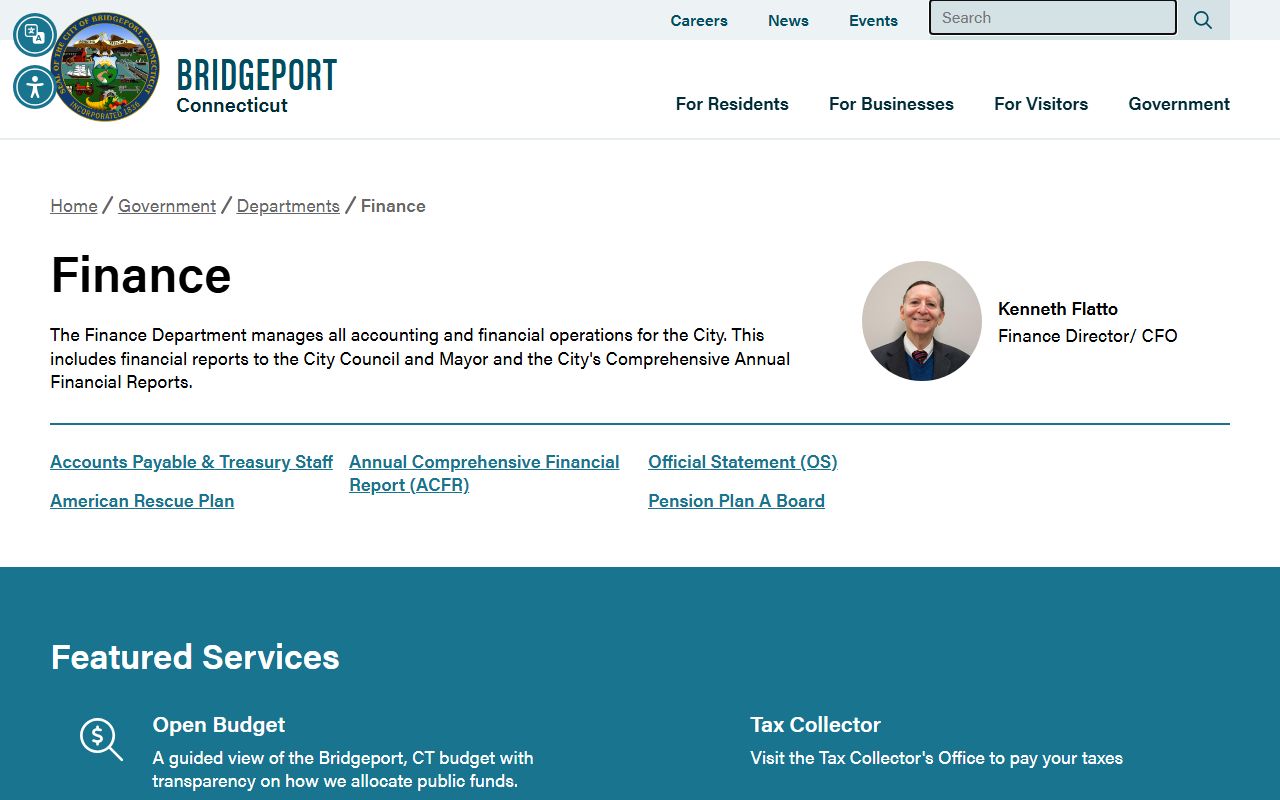 Bridgeport Finance Department information